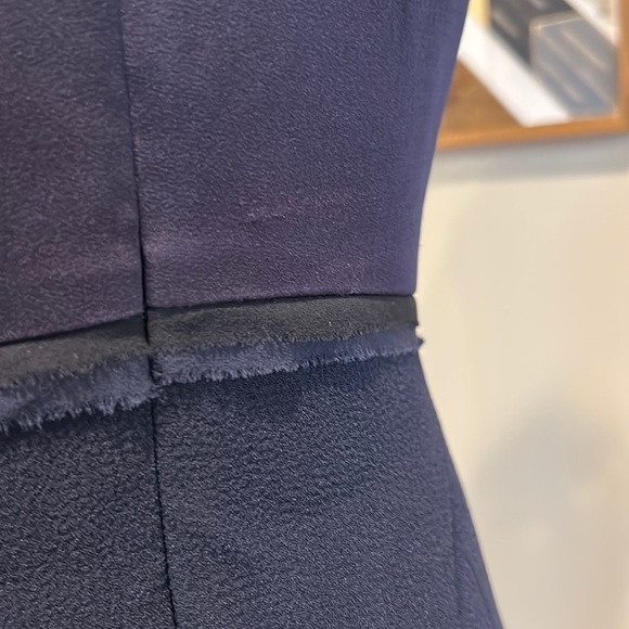 BCBG MAXAZRIA RUNWAY Asymmetrical Patchwork Navy Night Plum Cocktail Dress 2 - Picture 9 of 12